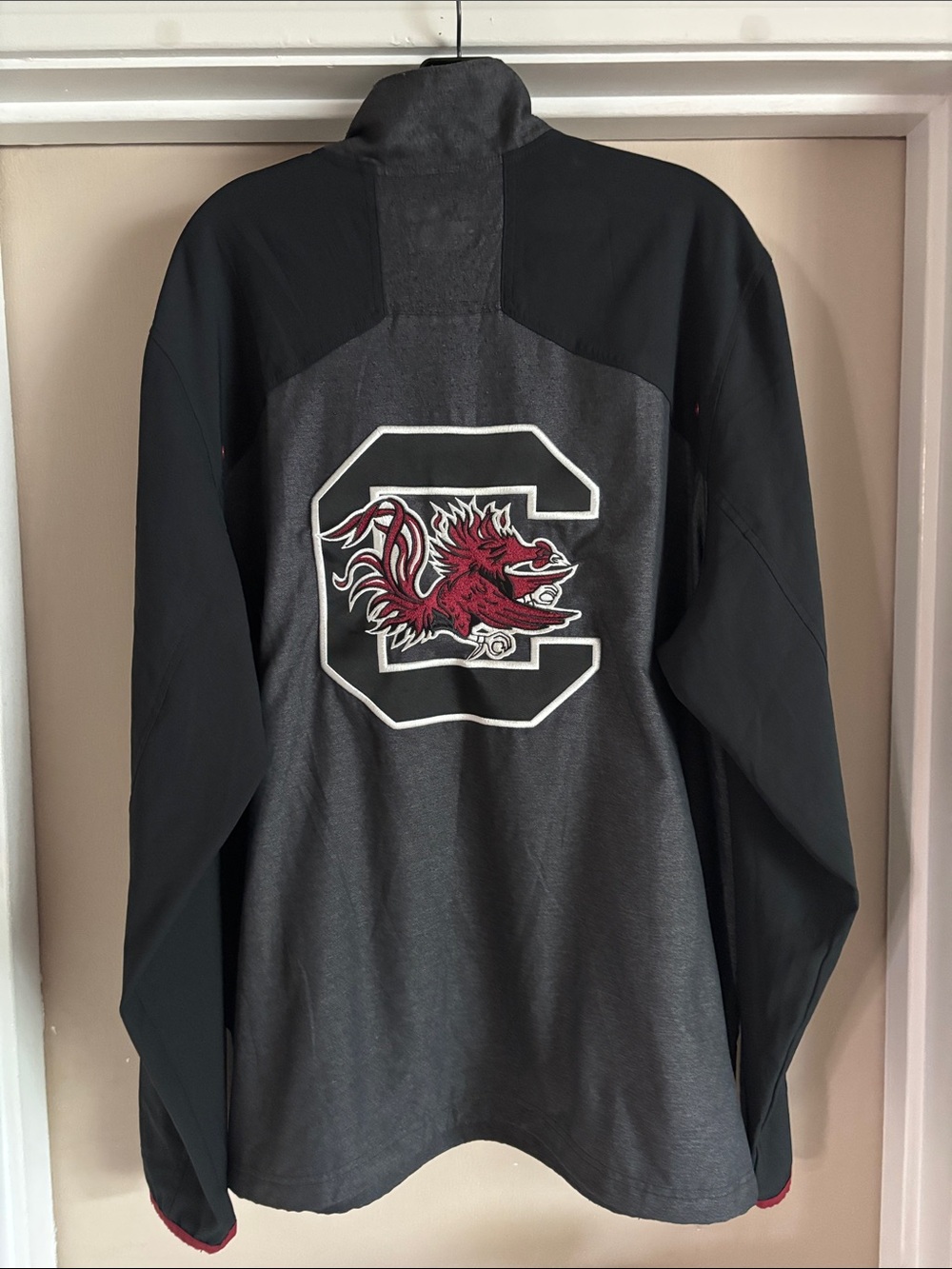 Men's Under Armor Gray & Black Collegiate Pullover Jacket with Red Gamecock Logo
